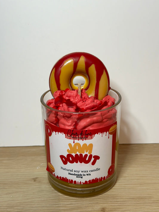 Jam donut dessert candle