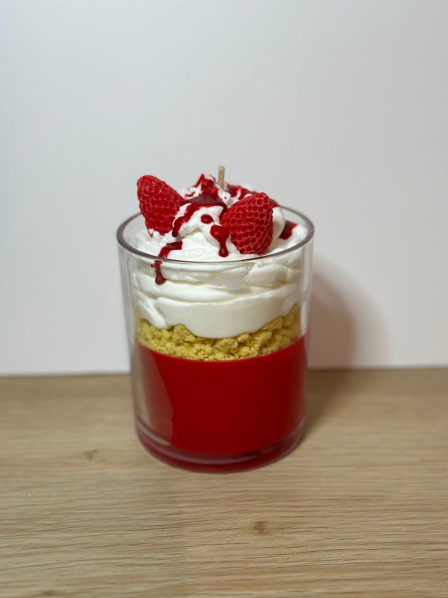 Strawberries cream dessert candle