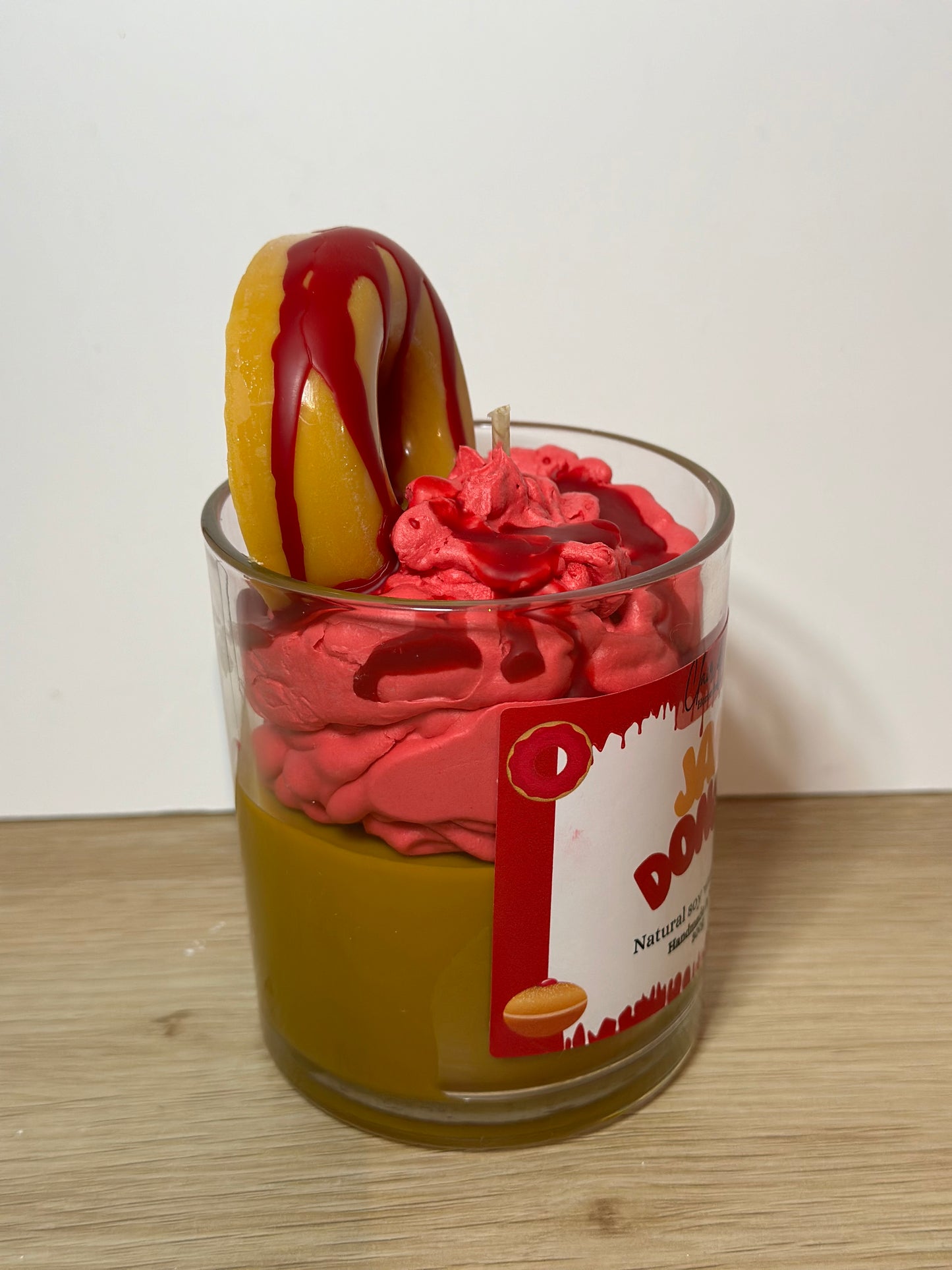Jam donut dessert candle