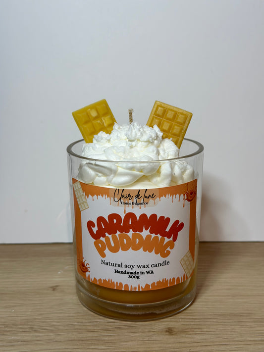 Caramilk pudding dessert candle
