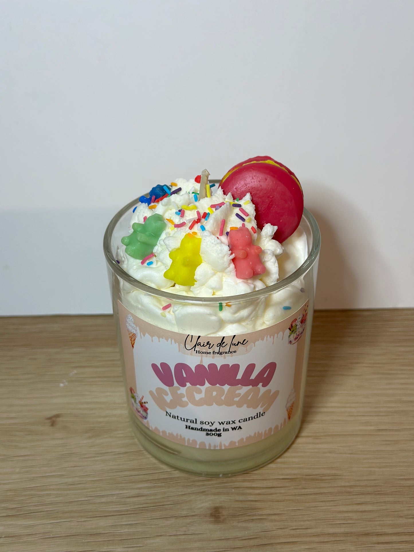 Vanilla ice cream dessert candle