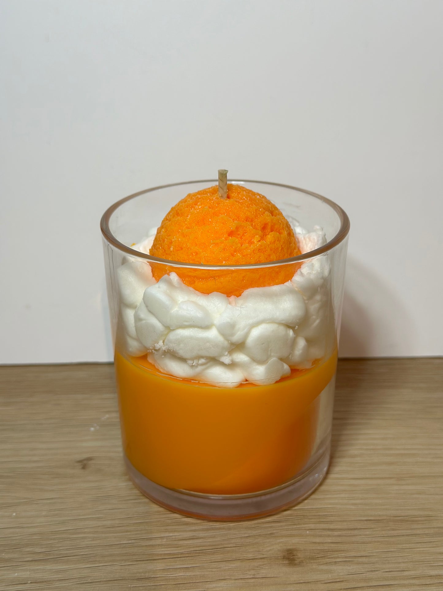 Mango sorbet dessert candle
