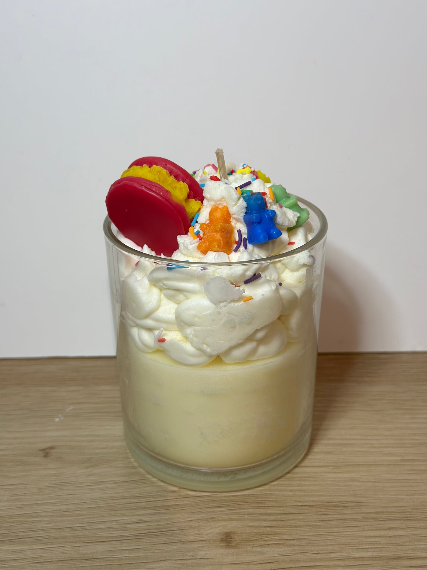 Vanilla ice cream dessert candle