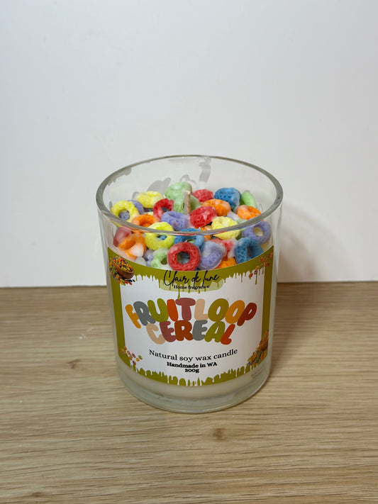 Fruit loops dessert candle