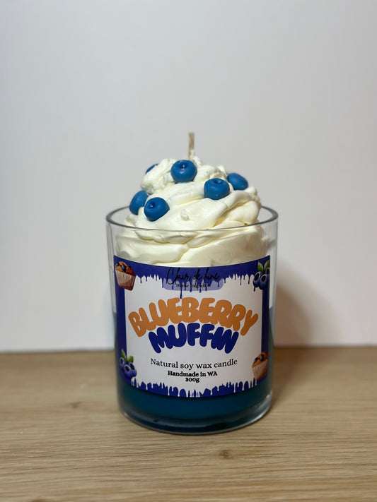 Blueberry muffin dessert candle