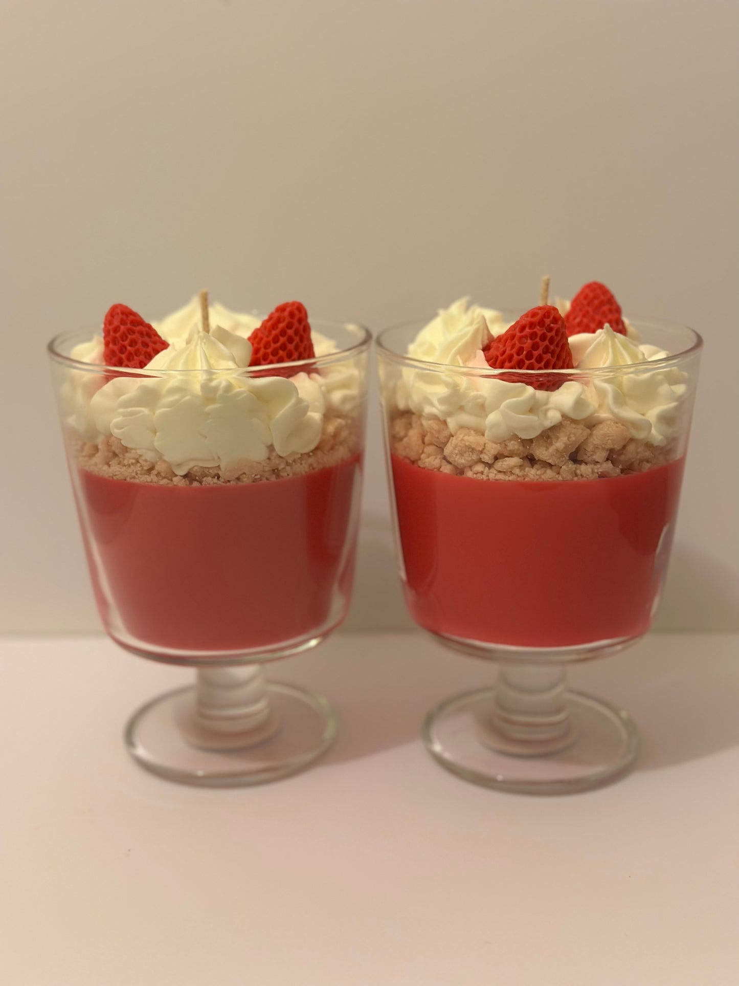 Strawberries and cream dessert candle