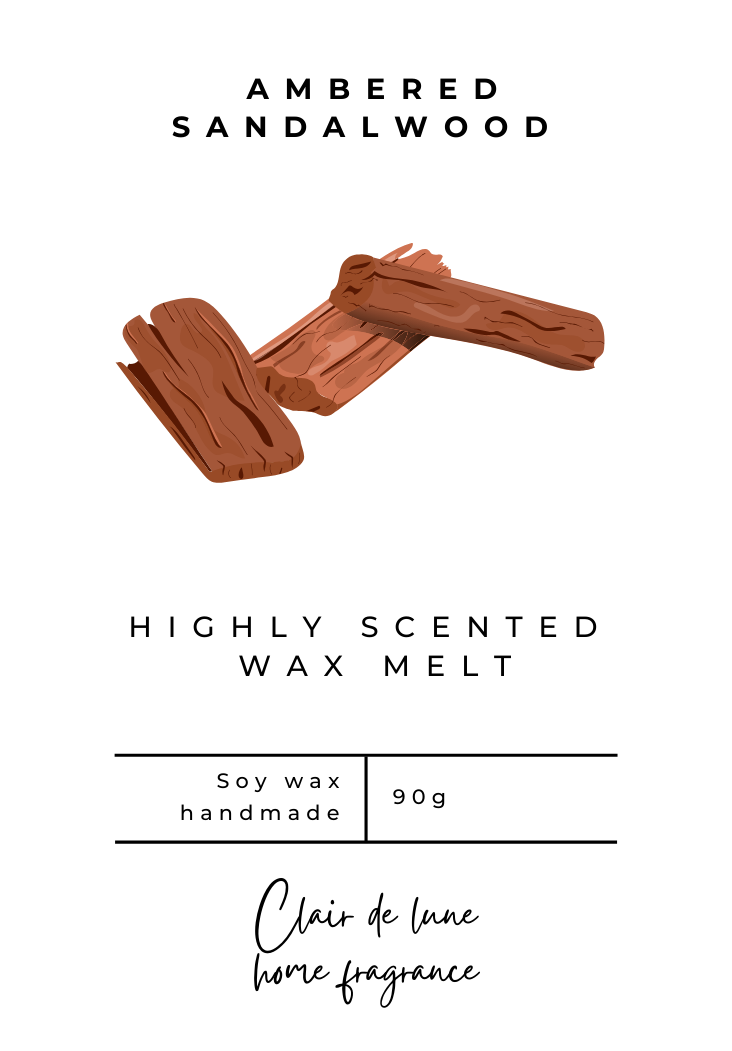 Ambered sandalwood - Clam shell wax melt