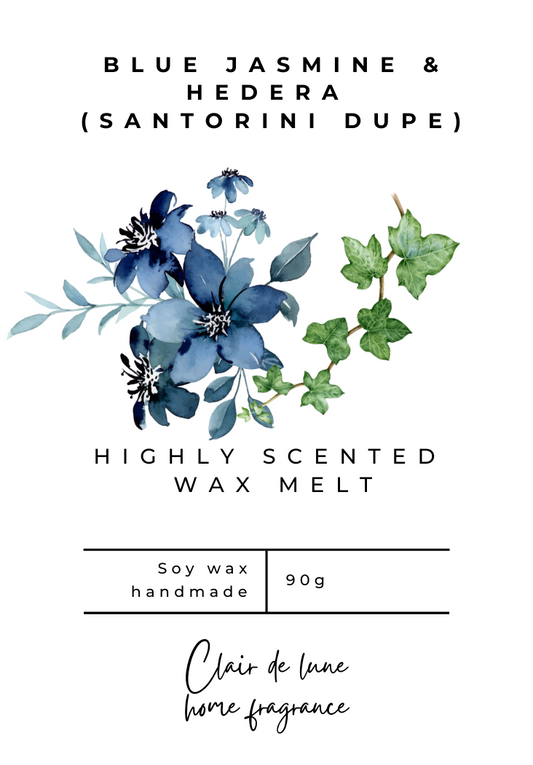 Blue jasmine & hedera (Santorini dupe) - Clam shell wax melt