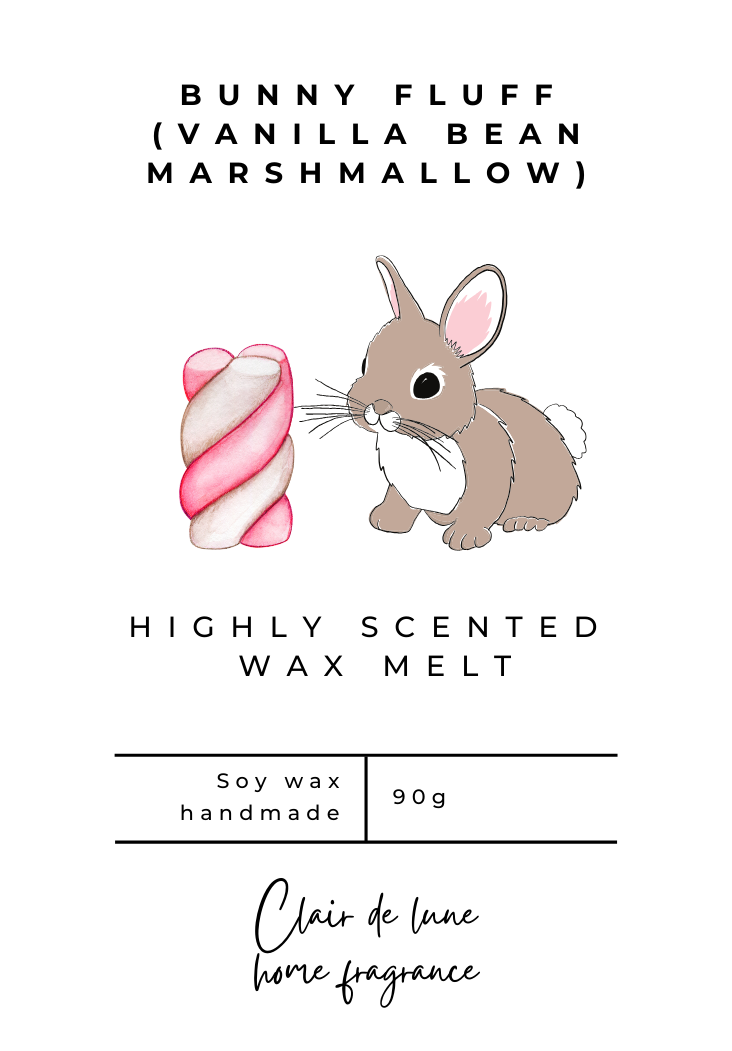 Bunny fluff (vanilla bean marshmallow) - Clam shell wax melt